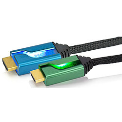 Câble double hdmi high speed with ethernet 1m80 rétro éclairé bleu/vert - pl-9019eu-bg - AFTERGLOW