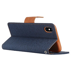 Avis Wewoo CANVAS DIARY Étui en cuir à rabat horizontal texturé pour iPhone XS / X, avec support et logements pour cartes et porte-monnaie (bleu foncé)