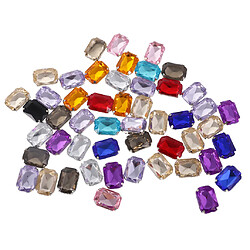 50pcs 13 * 18mm Rectangle Acrylique Rhinestone Bouton Multicolore Pour Diy Artisanat