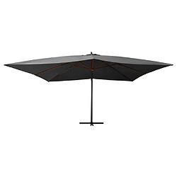 Helloshop26 Parasol mobilier de jardin en porte-à-faux avec mât en bois 400 x 300 cm anthracite 02_0008623