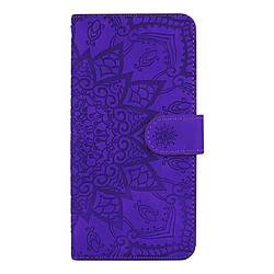 Wewoo Housse Coque Pour Galaxy M30s Motif mollet Mandala Double pliage Design Etui en cuir gaufré avec porte-monnaie et support & fentes cartes Violet