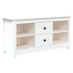 Maison Chic Meuble TV scandinave - Banc TV pour salon Blanc 103x36,5x52 cm Bois de pin massif -MN17850