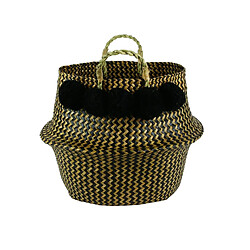 The Home Deco Factory Panier tressé Pompons - 44 x H. 43 cm - Noir