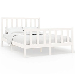 Maison Chic Lit adulte - Lit simple Cadre de lit,Structure du lit Contemporain Blanc Bois de pin massif 140x190 cm -MN59786