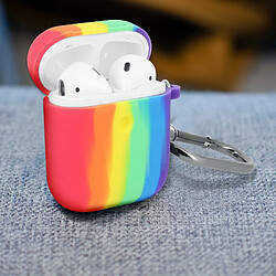 Avis Avizar Coque AirPods Version 1 et 2 Silicone Motif Arc en ciel Mousqueton