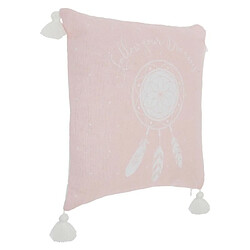 Coussin Déco 4 Pompons 40x40cm Rose