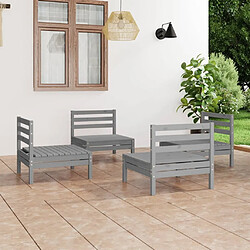 Maison Chic Salon de jardin 4 pcs - Table et chaises d'extérieur - Mobilier/Meubles de jardin Moderne Gris Bois de pin massif -MN32355