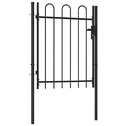 vidaXL Portillon simple porte avec dessus arqué Acier 1x1,2 m Noir