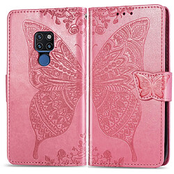 Wewoo Housse Coque Étui en cuir à rabat horizontal Butterfly Love Flowers pour Huawei Mate 20avec supports et porte-cartesainsi que portefeuille et lanière rose