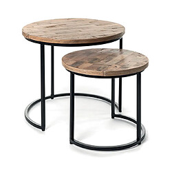 Mes Lot de 2 tables gigognes rondes 53 et 40 cm en bois exotique naturel