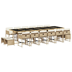 vidaXL Ensemble à manger de jardin et coussins 17 pcs beige