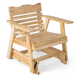 Helloshop26 Fauteuil/chaise à bascule en bois de sapin avec porte-gobelet rotatif accoudoirs élargis et siège incurvé charge 150kg 20_0006890