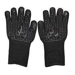 Avis Gants De Four à Barbecue Gants épais à Double Couche Anti-brûlure Pour Barbecue Noir