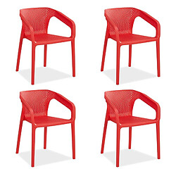 Homestyle4U Lot de 4 chaises jardin en rouge