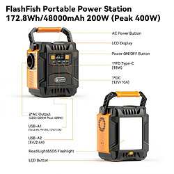 Flashfish A201 200 W, centrale électrique portable, 172,8 W/48 000 mAh, générateur solaire de secours avec prises 220 V CA pas cher