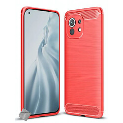 Htdmobiles Coque silicone gel carbone pour Xiaomi Mi 11 5G + film ecran - ROUGE