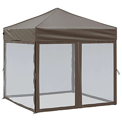 vidaXL Tente de réception pliable avec parois Taupe 2x2 m