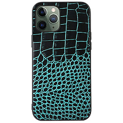 Coque en cuir véritable texture crocodile vert pour votre iPhone 11 Pro 5.8 pouces