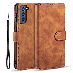 Dg.Ming Etui en PU Style rétro avec support marron pour votre Samsung Galaxy S21 FE