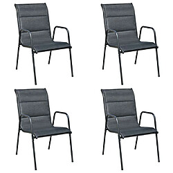 Maison Chic Salon de jardin de salle à manger 5 pcs,Table et Chaises d'extérieur,Mobilier de jardin Acier Noir -MN20815 pas cher