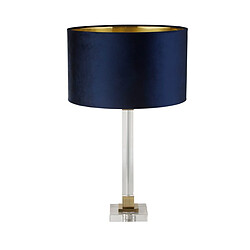 Searchlight Lampe de Table Cristal, Laiton, Velours Bleu Marine