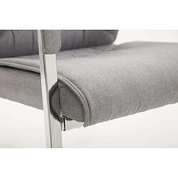 Decoshop26 Chaise de visiteur XXL sans roulettes confortable et design en tissu gris clair BUR10696 pas cher