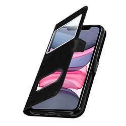 Avizar Housse iPhone 11 Protection Double Fenêtre Fonction Support - noir