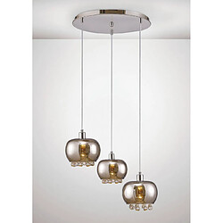 Luminaire Center Suspension Petora 3 Ampoules E14 rond Miroir verre/chrome poli/verre transparent