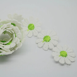 2 Pièces 1 Yard Daisy Fleur Brodé Applique Ruban Dentelle Garniture Couture Artisanat pas cher