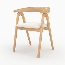 Rendez Vous Deco Chaise Hawa en bois d'hévéa clair et tissu bouclé crème