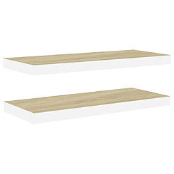 vidaXL Étagères flottantes 2 pcs chêne et blanc 60x23,5x3,8 cm MDF