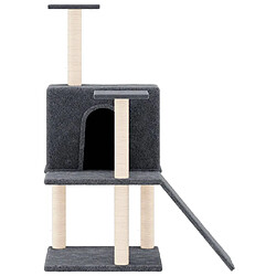 Helloshop26 Arbre à chat meuble tour grimper jouet grattage grattoir escalade plateforme avec griffoirs en sisal foncé 109 cm gris 02_0022640