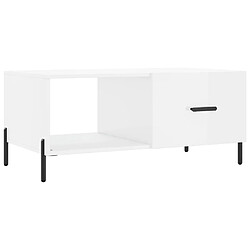 Maison Chic Table basse,Table Console Table d'appoint, Table pour salon Blanc brillant 90x50x40 cm Bois d'ingénierie -MN41386