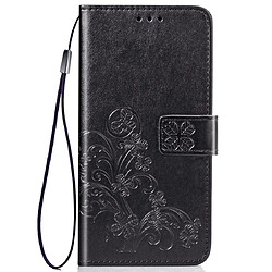 Wewoo Housse Coque Étui en cuir à Motif fleurs pressées Lucky Clover pour ASUS ZB633KLavec support & emplacements de cartesporte-monnaie et dragonne Noir