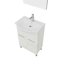 Acheter Kiamami Valentina MEUBLE DE SALLE DE BAINS SUR PIEDS EN CHÊNE BLANC DE 55 CM AVEC LAVABO EN CÉRAMIQUE | RIMINI