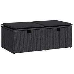 vidaXL Salon de jardin avec coussins 2 pcs noir résine tressée acacia