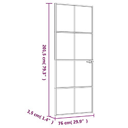 vidaXL Porte d'intérieur Blanc 76x201,5 cm Trempé verre aluminium fin pas cher