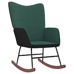 vidaXL Chaise à bascule Vert foncé Velours et PVC