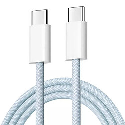 Cable Type-C / Type-C Charge Rapide 3A Nylon Renforce Bleu 1M Pour Smartphone Xiaomi / Oppo / Vivo / Realme / Pixel Little Boutik®