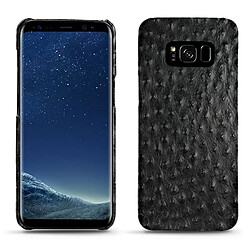 Coque cuir Samsung Galaxy S8+ - Coque arrière - Autruche nero ( Noir / Black) - NOREVE