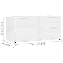 vidaXL Meuble TV Blanc brillant 80x34x36 cm Bois d'ingénierie pas cher