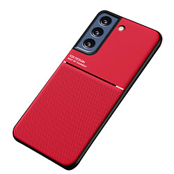 Coque en TPU + PU motif lignes, antichoc rouge pour votre Samsung Galaxy S21 FE 5G/S21 Fan Edition