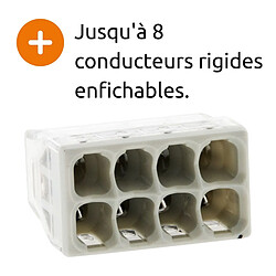 Lot de 10 bornes S2273 - Connexion rapide - 8 conducteurs - fils rigides 2.5mm² - transparent - Wago pas cher