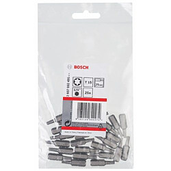 Bosch 2607002495 Embout de vissage qualité extra-dure T15, 25 mm Entraînement ISO 1173 C6.3, queue six-pans mâle 1/4, 25 pièces