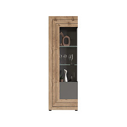 Bestmobilier Wexford - vitrine - gris et bois - 60x194 cm