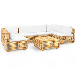 vidaXL Salon de jardin 7 pcs avec coussins Bois de teck solide