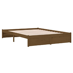 Avis vidaXL Cadre de lit sans matelas marron miel bois massif 140x190 cm