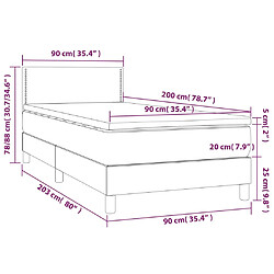 vidaXL Sommier à lattes de lit et matelas et LED Marron foncé 90x200cm pas cher