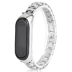 Bracelet en métal chaîne décorative en strass bling bling, argent pour votre Xiaomi Mi Band 3/4