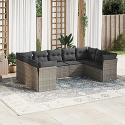 Maison Chic Salon de jardin 9 pcs avec coussins | Ensemble de Table et chaises | Mobilier d'Extérieur gris résine tressée -GKD23250